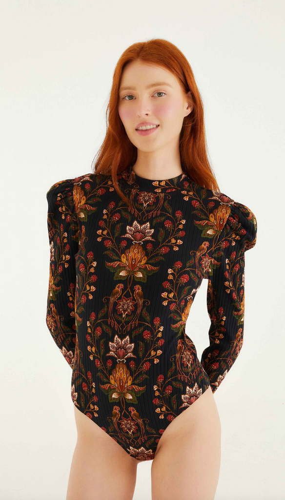 Berry Garden Black Bodysuit