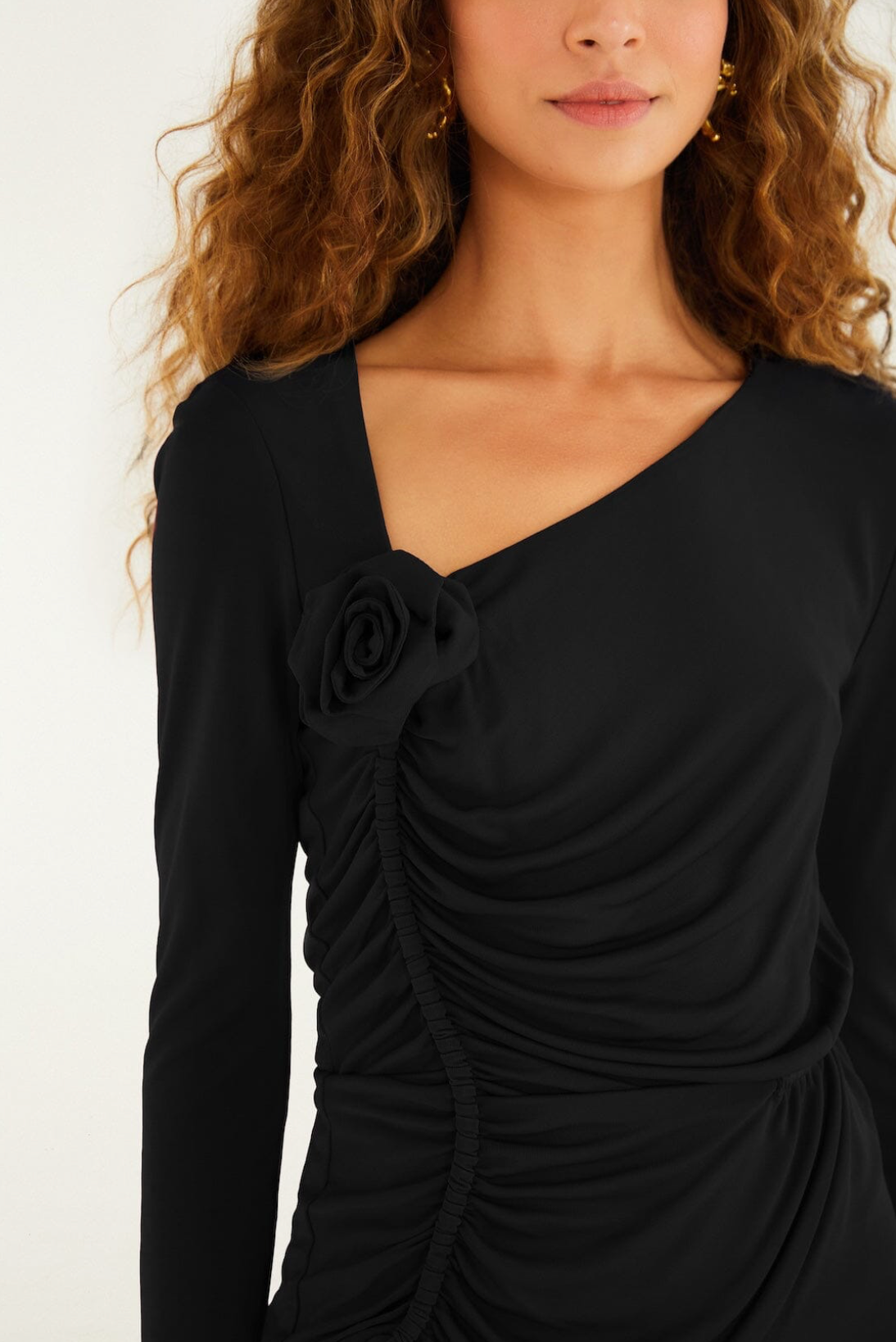 Black Flower Long Sleeves Blouse