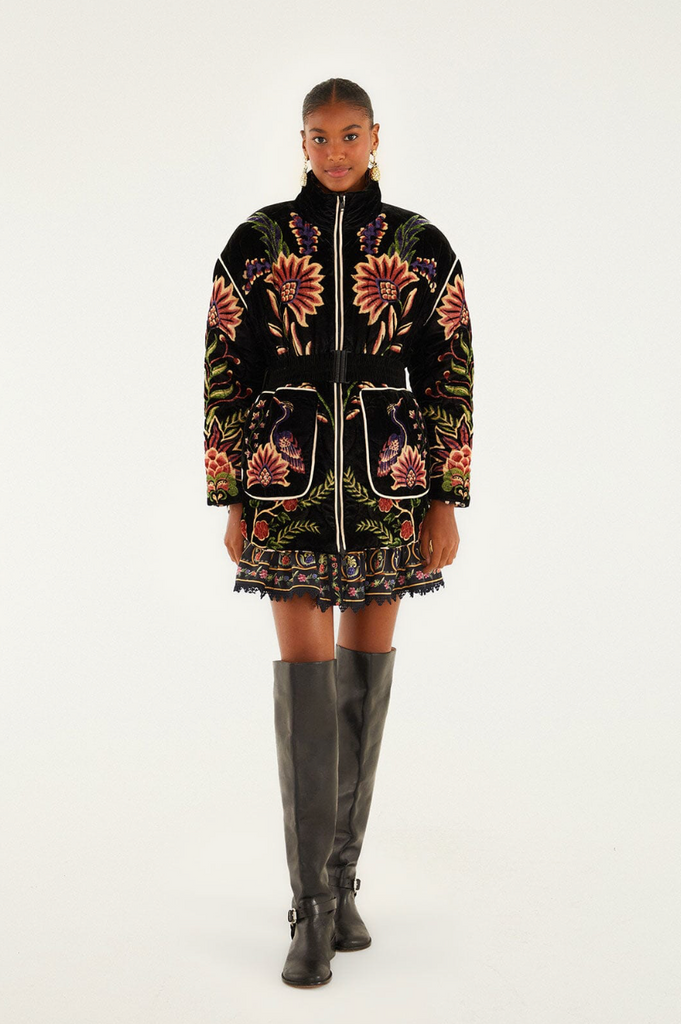 Reversible Black Marvelous Garden Puffer Jacket