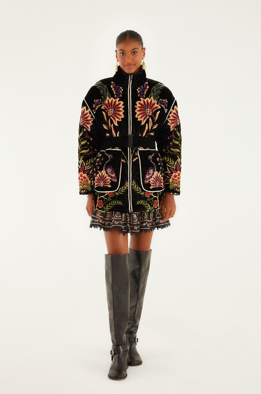 Reversible Black Marvelous Garden Puffer Jacket