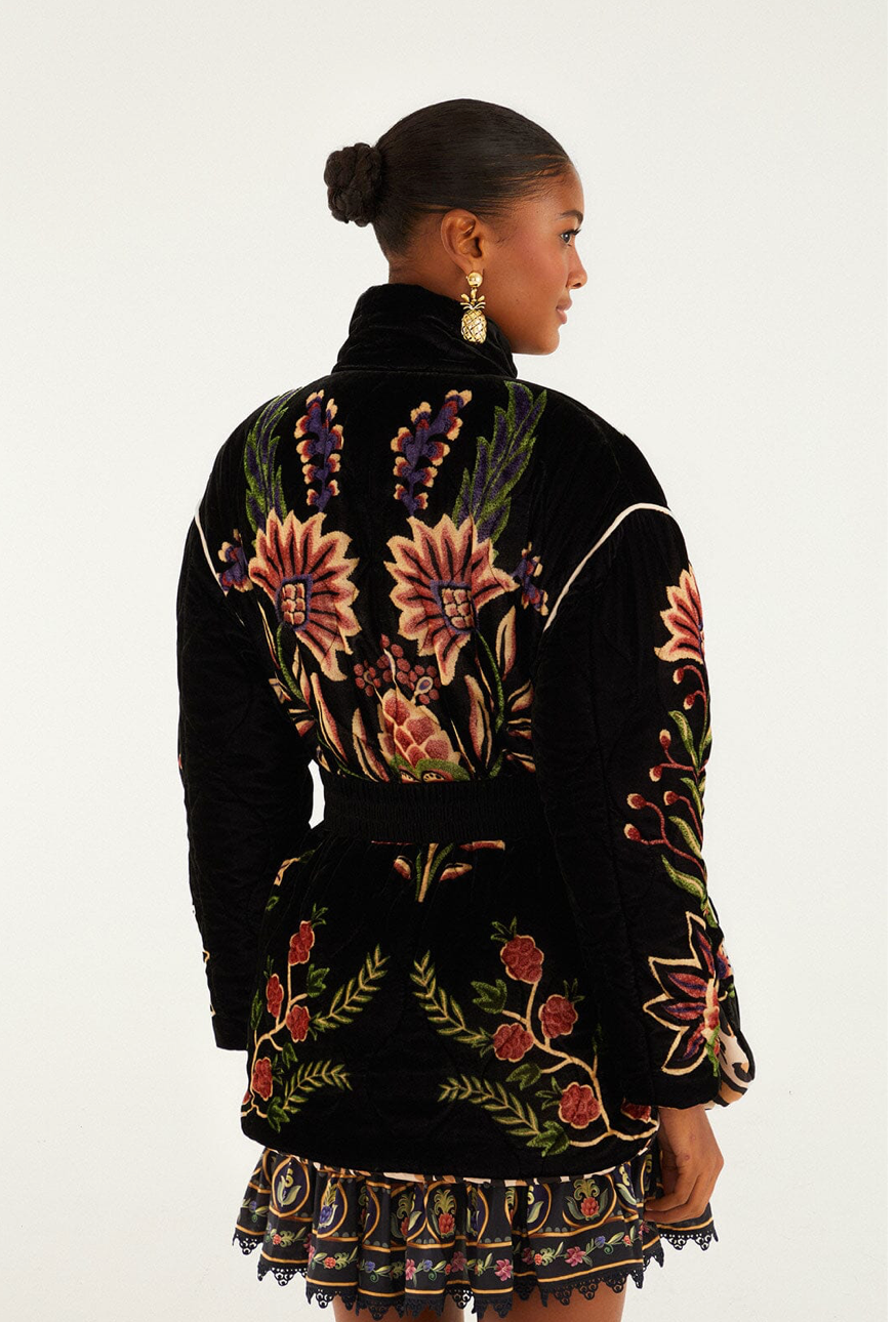 Reversible Black Marvelous Garden Puffer Jacket