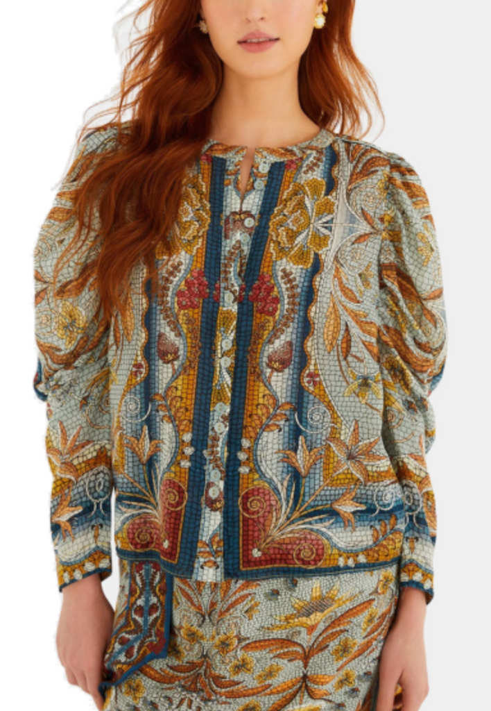 Mosaic Garden Long Sleeve Blouse