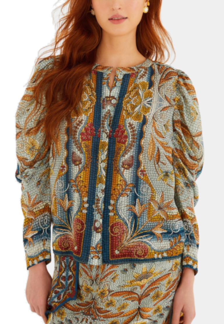 Mosaic Garden Long Sleeve Blouse