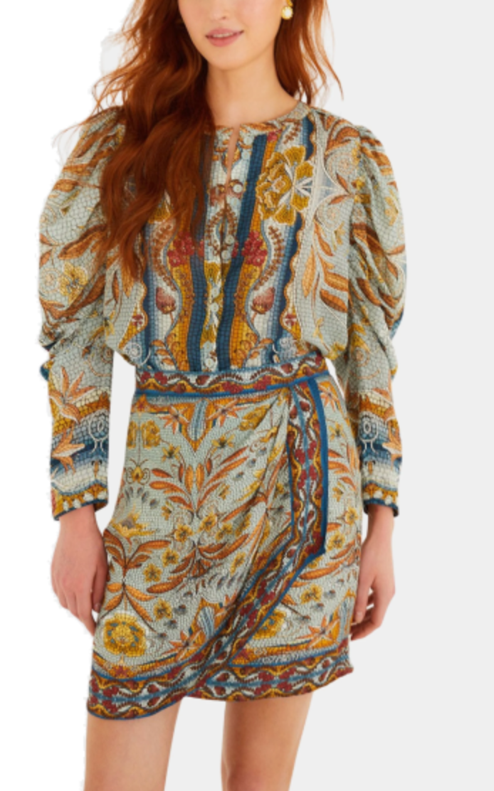 Mosaic Garden Long Sleeve Blouse