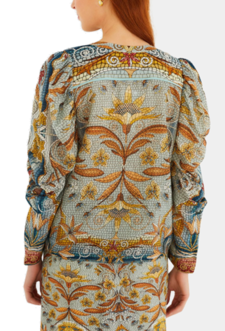 Mosaic Garden Long Sleeve Blouse