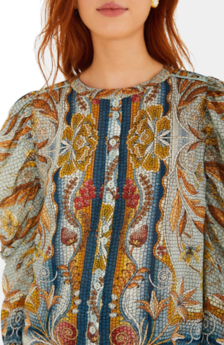 Mosaic Garden Long Sleeve Blouse
