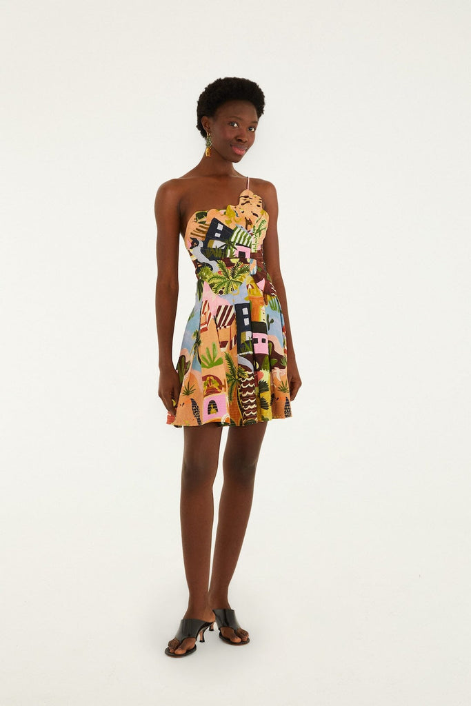 Tropical Painting Multicolour Mini Dress