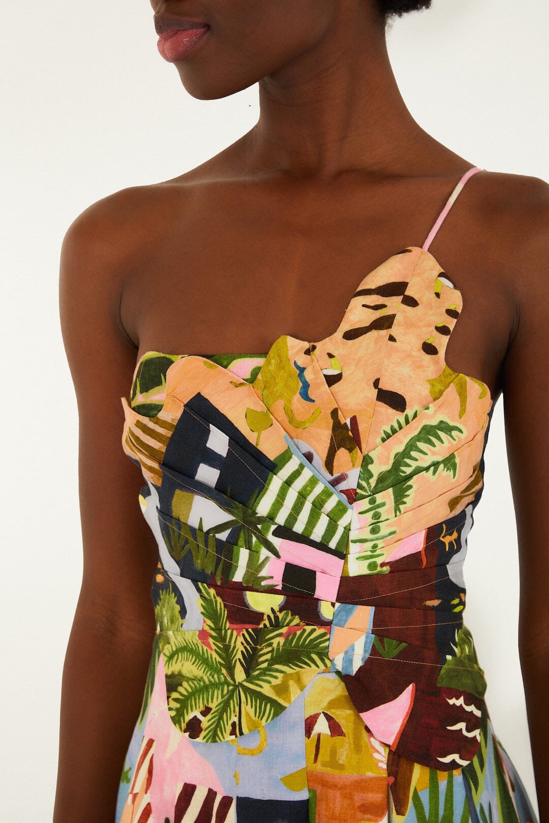 Tropical Painting Multicolour Mini Dress
