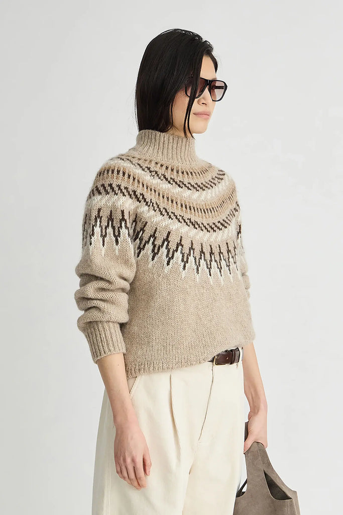 Fair Isle Mock Neck in Oatmeal