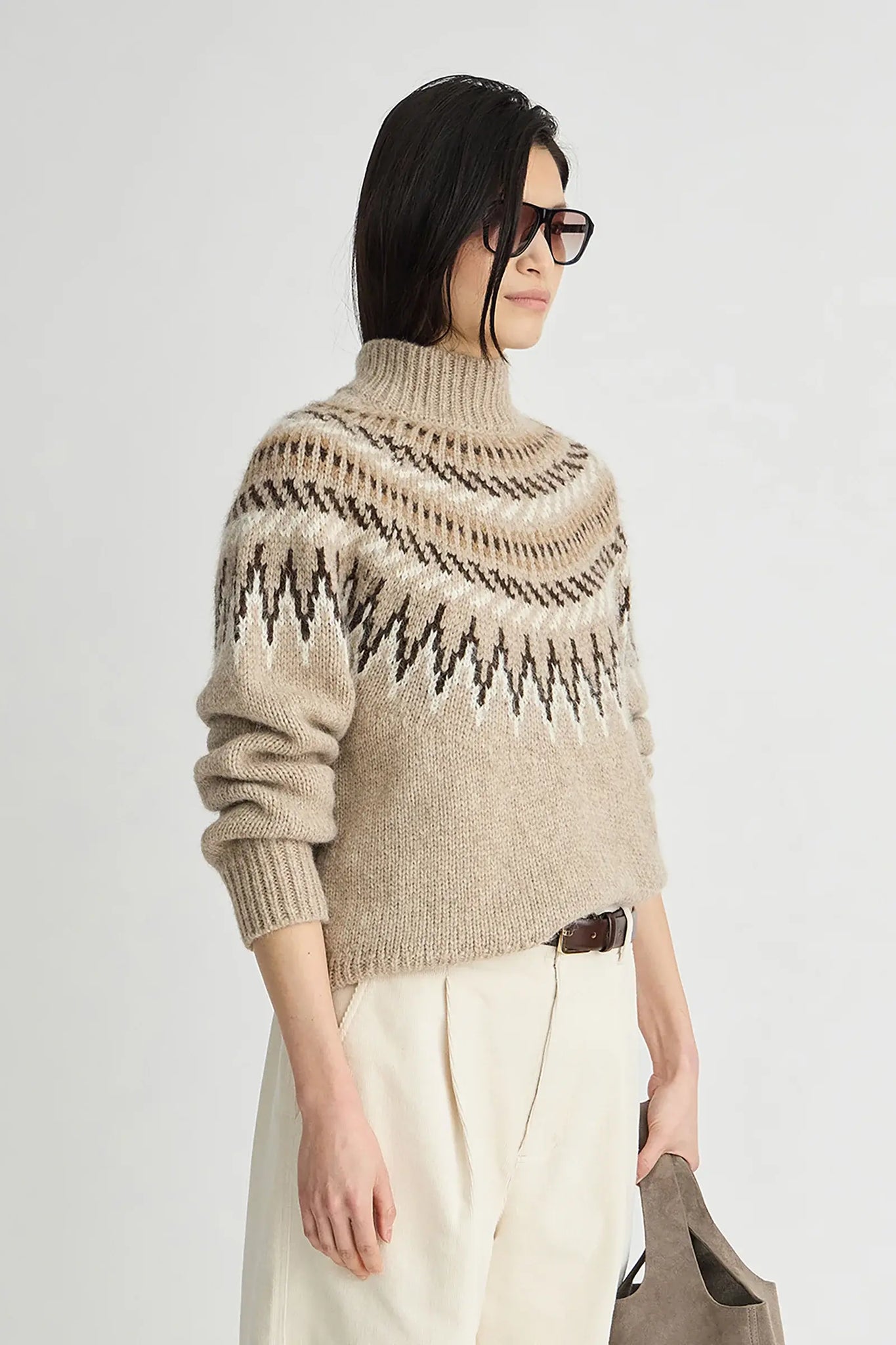 Fair Isle Mock Neck in Oatmeal