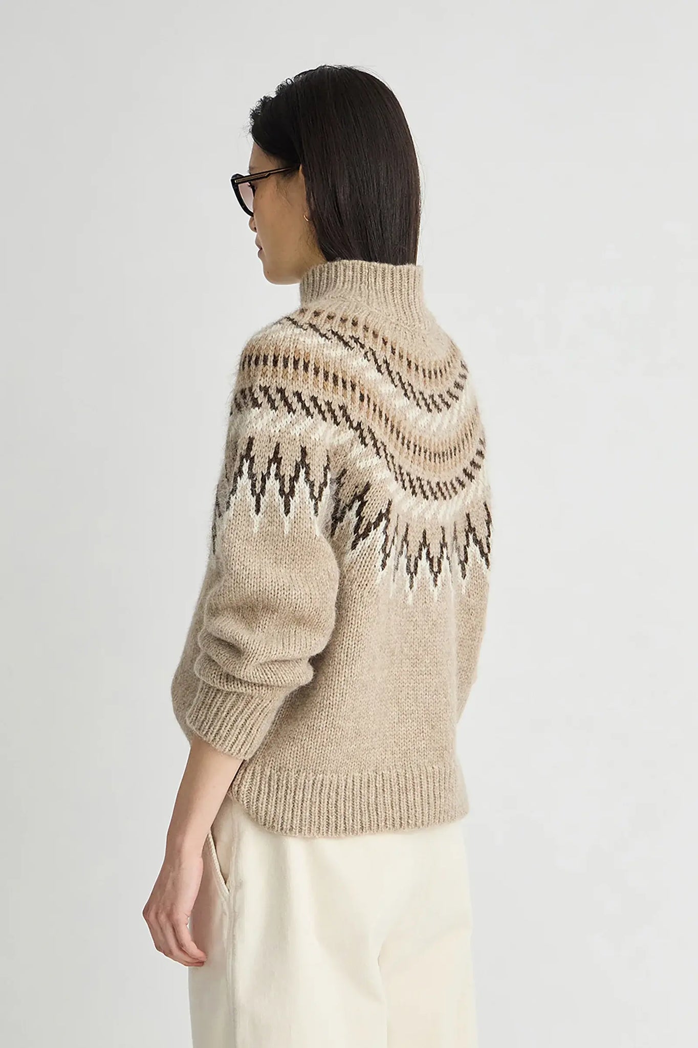 Fair Isle Mock Neck in Oatmeal