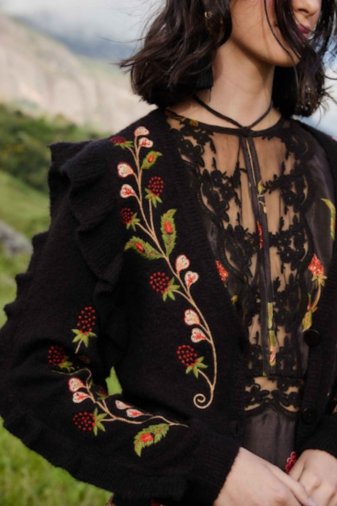 Berry Embroidery Knit Cardigan