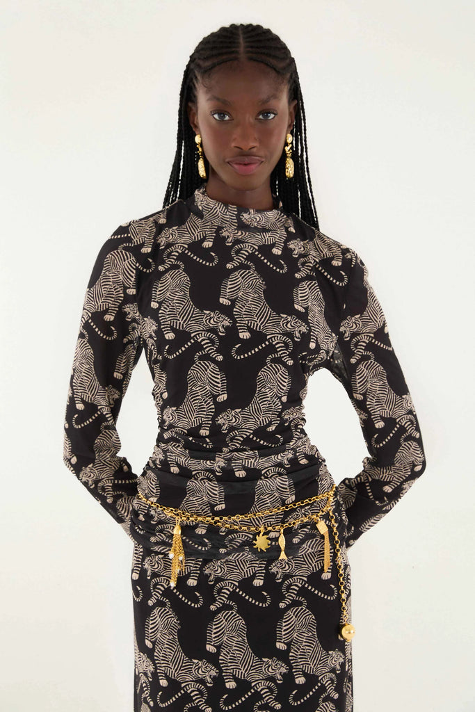 Black Tigers Black Tulle Blouse