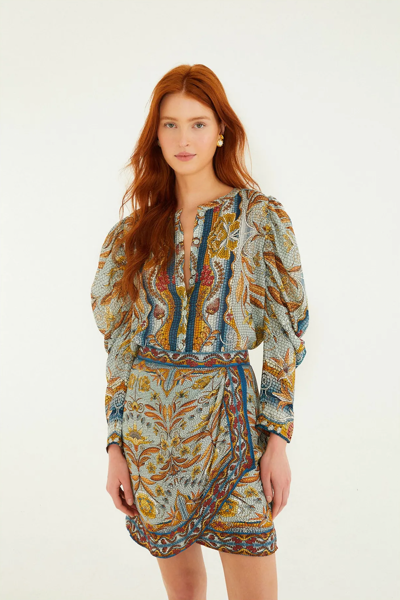 Mosaic Garden Long Sleeve Blouse