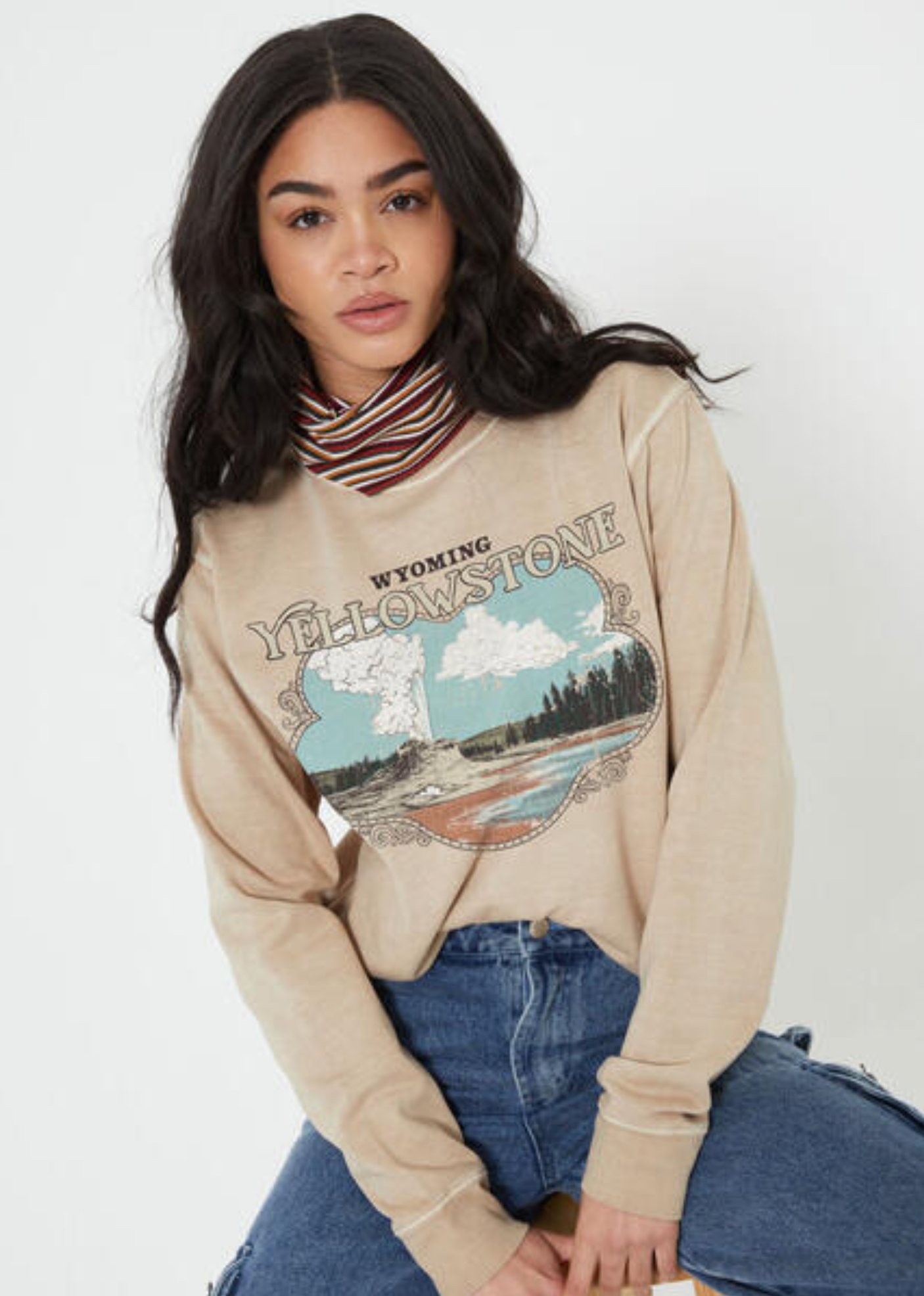 Yellowstone Frame Oversized Crewneck Sweatshirt in Sand