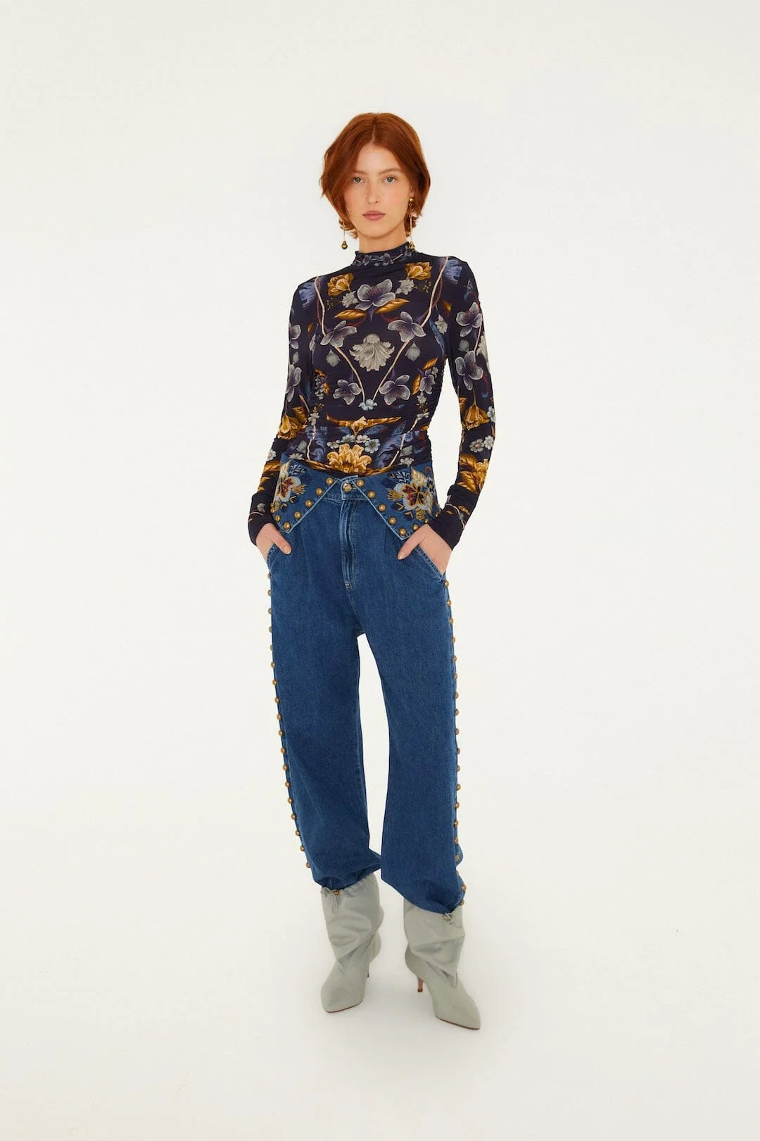 Golden Nature Long Sleeve Jersey Blouse