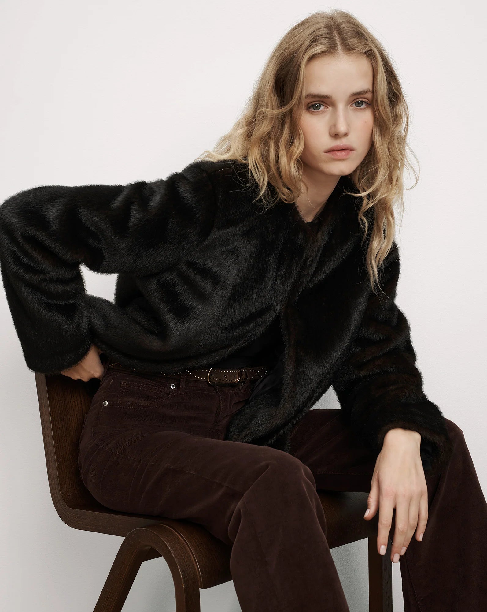 Griselda Faux Fur Coat in Sable