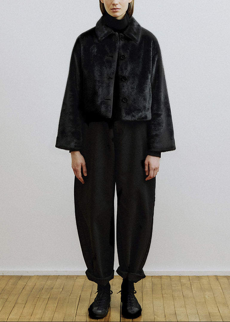 Guddy Short Faux Fur Jacket in Black