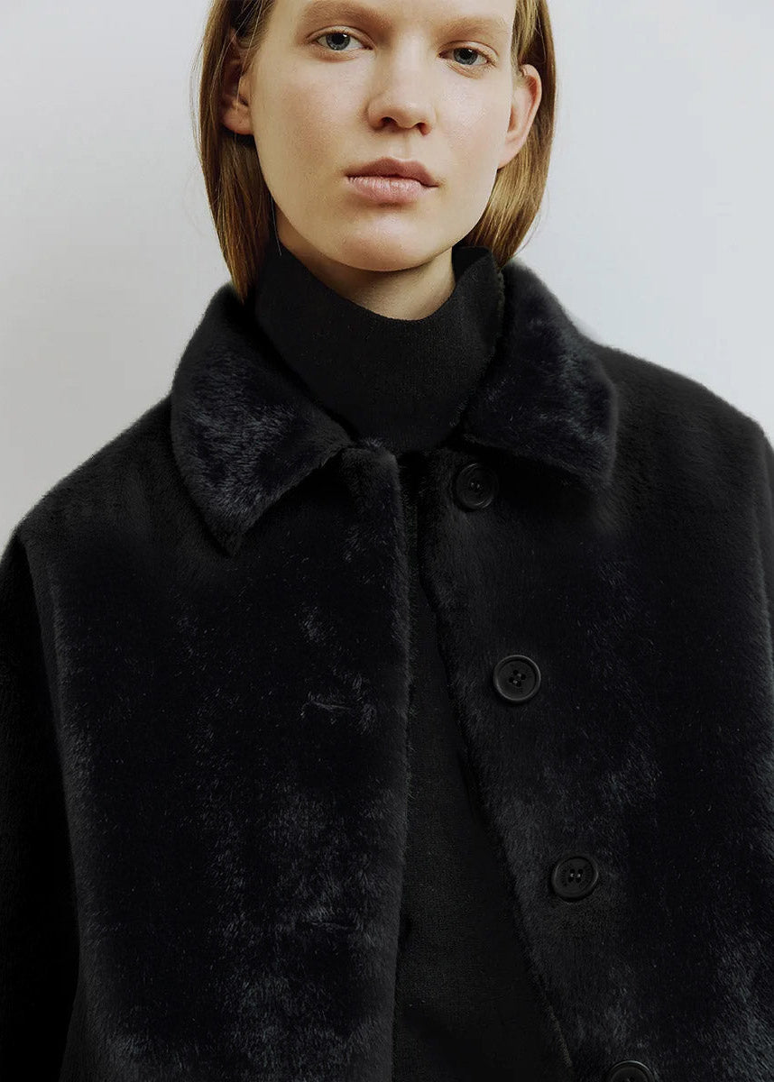 Guddy Short Faux Fur Jacket in Black