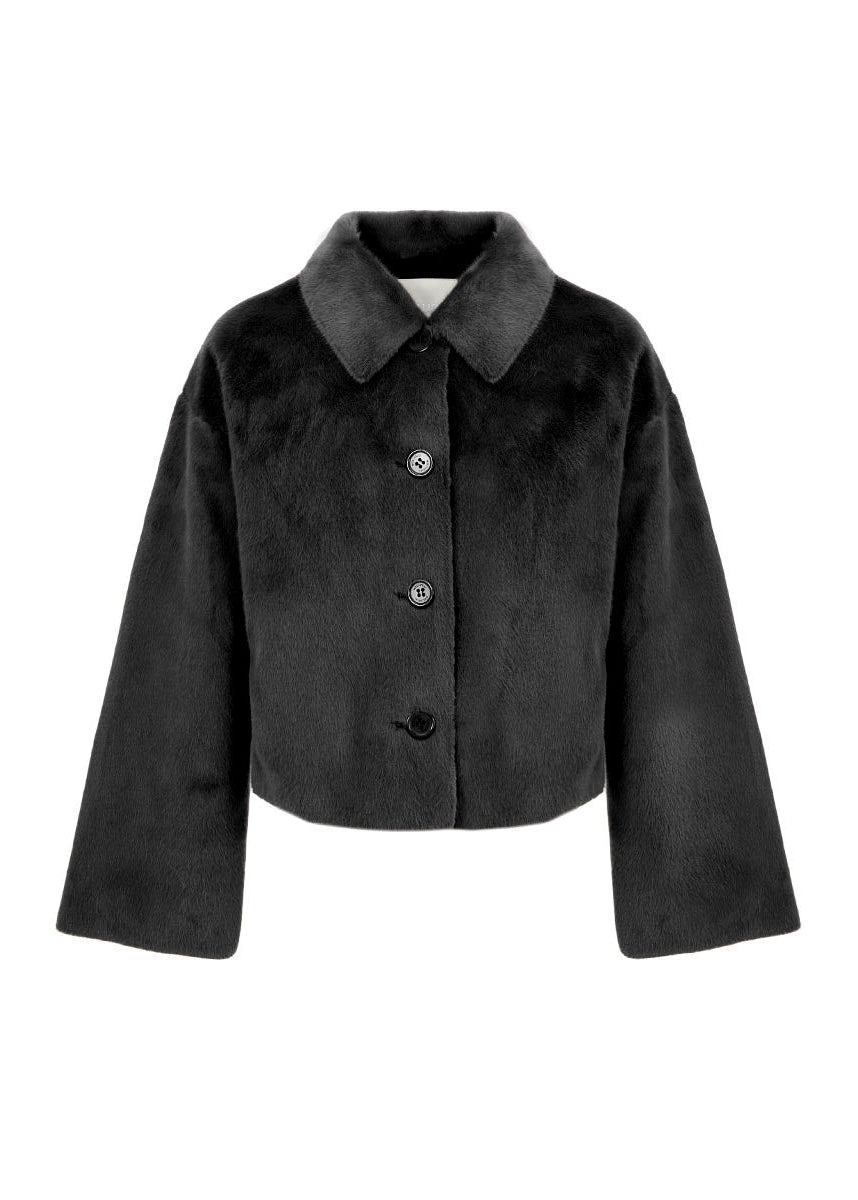 Guddy Short Faux Fur Jacket in Black