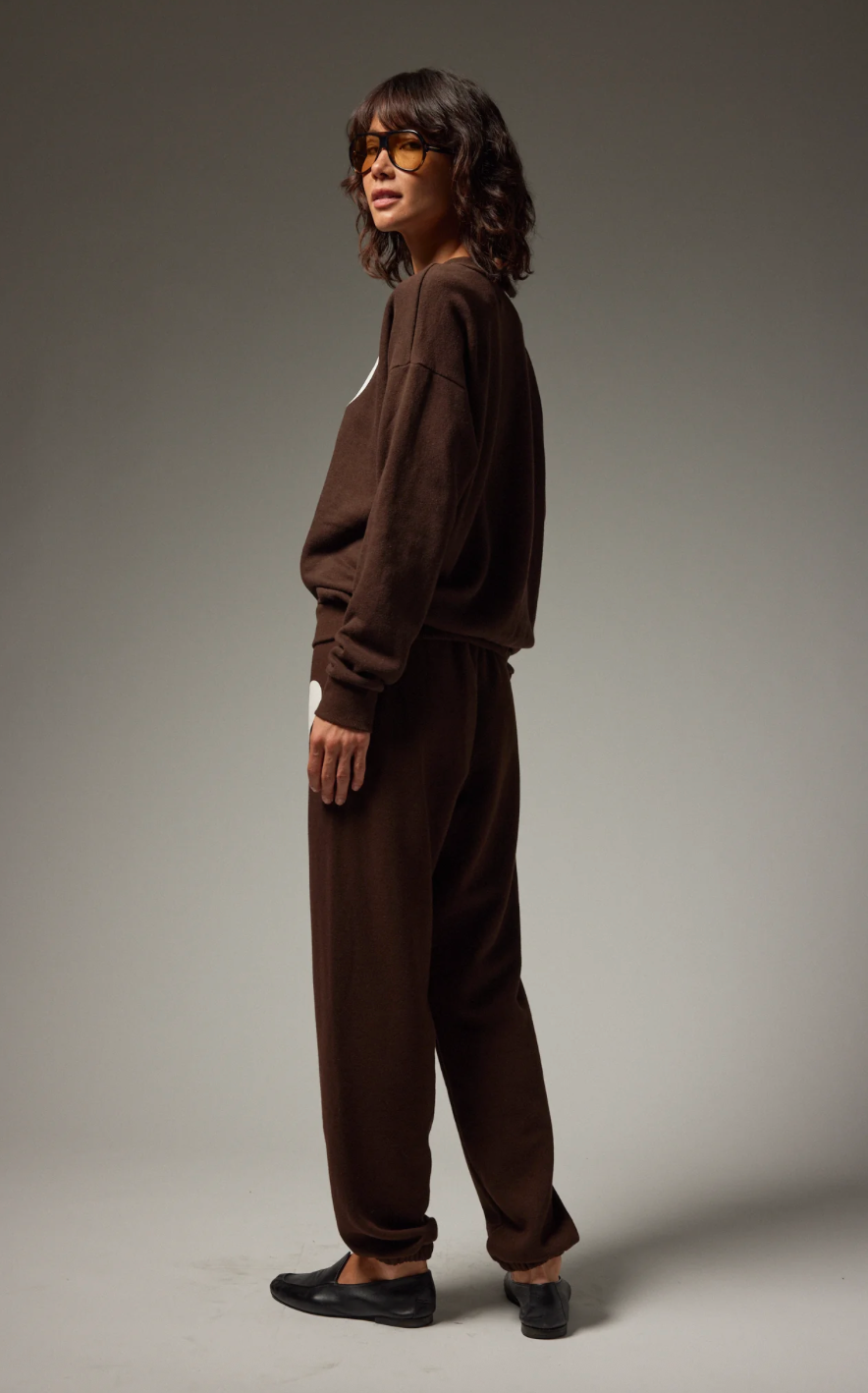 Heart Sweatpants in Americano/White
