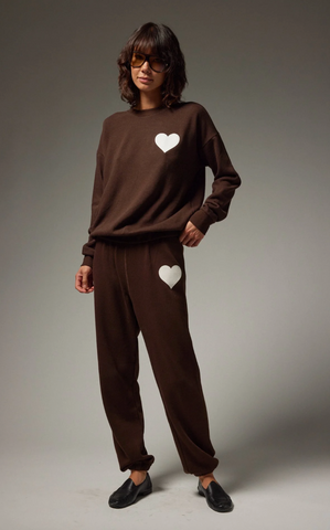 Heart Sweatshirt in Americano/White