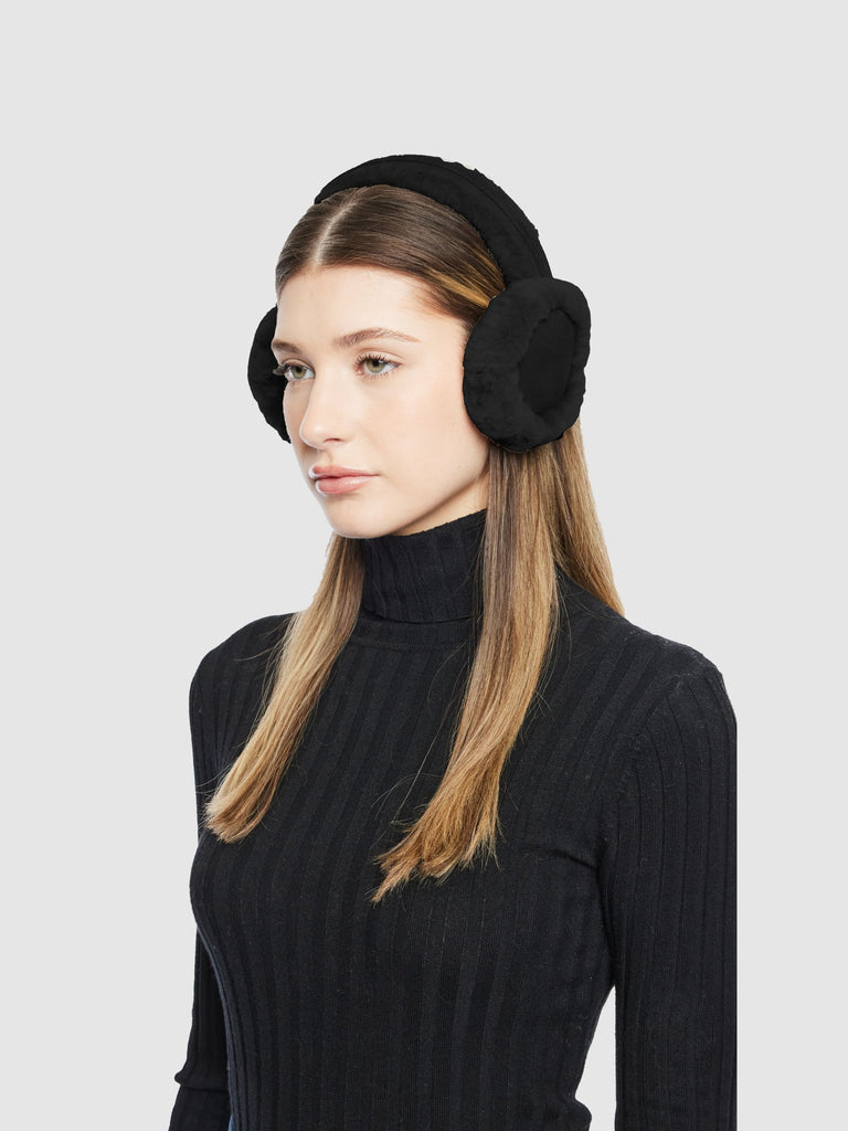 Shearling Earmuff in Jet Black