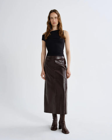 Hikson Skirt Recycled Leather in Madera