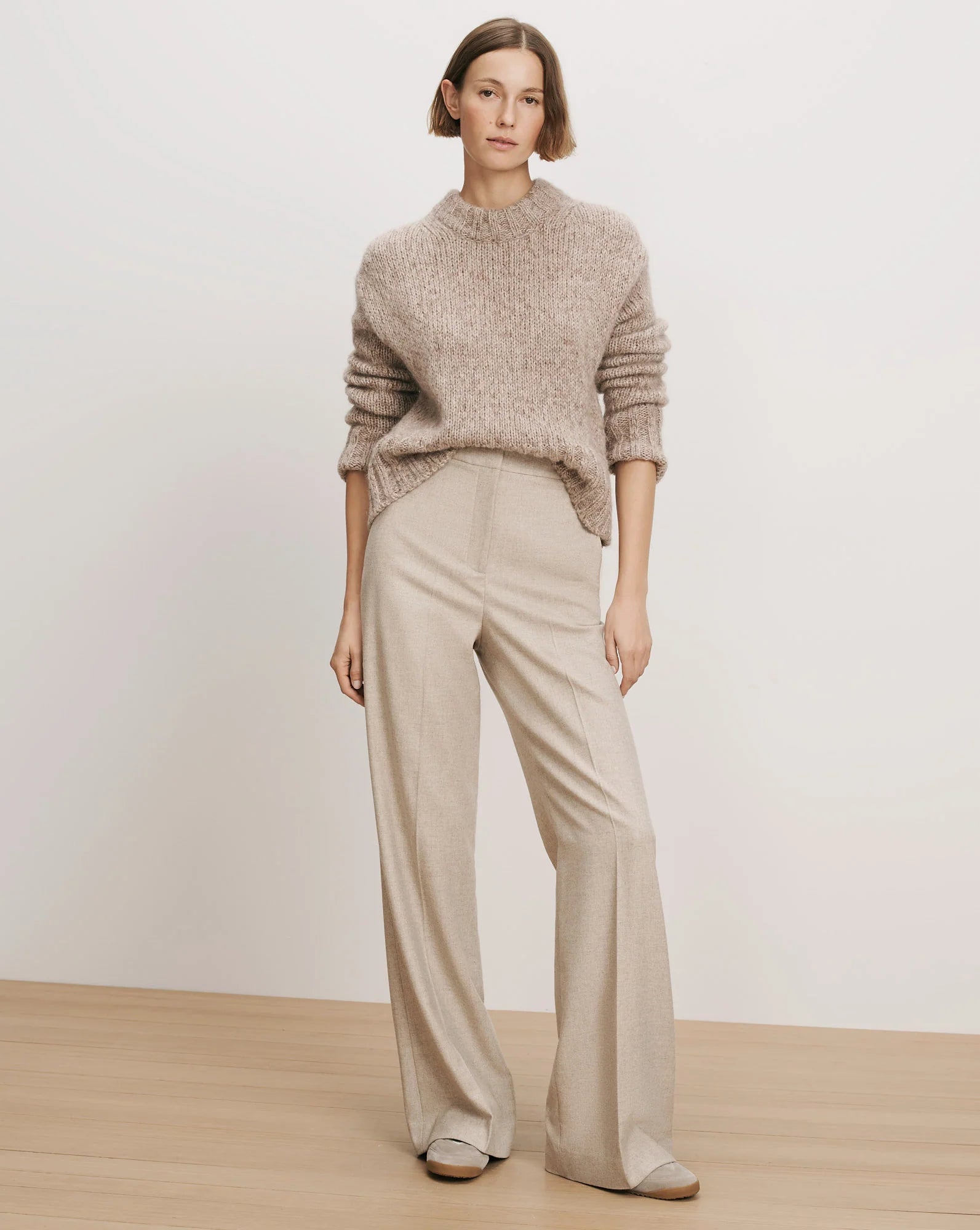 Holt Wide-Leg Pant in Oatmeal Melange
