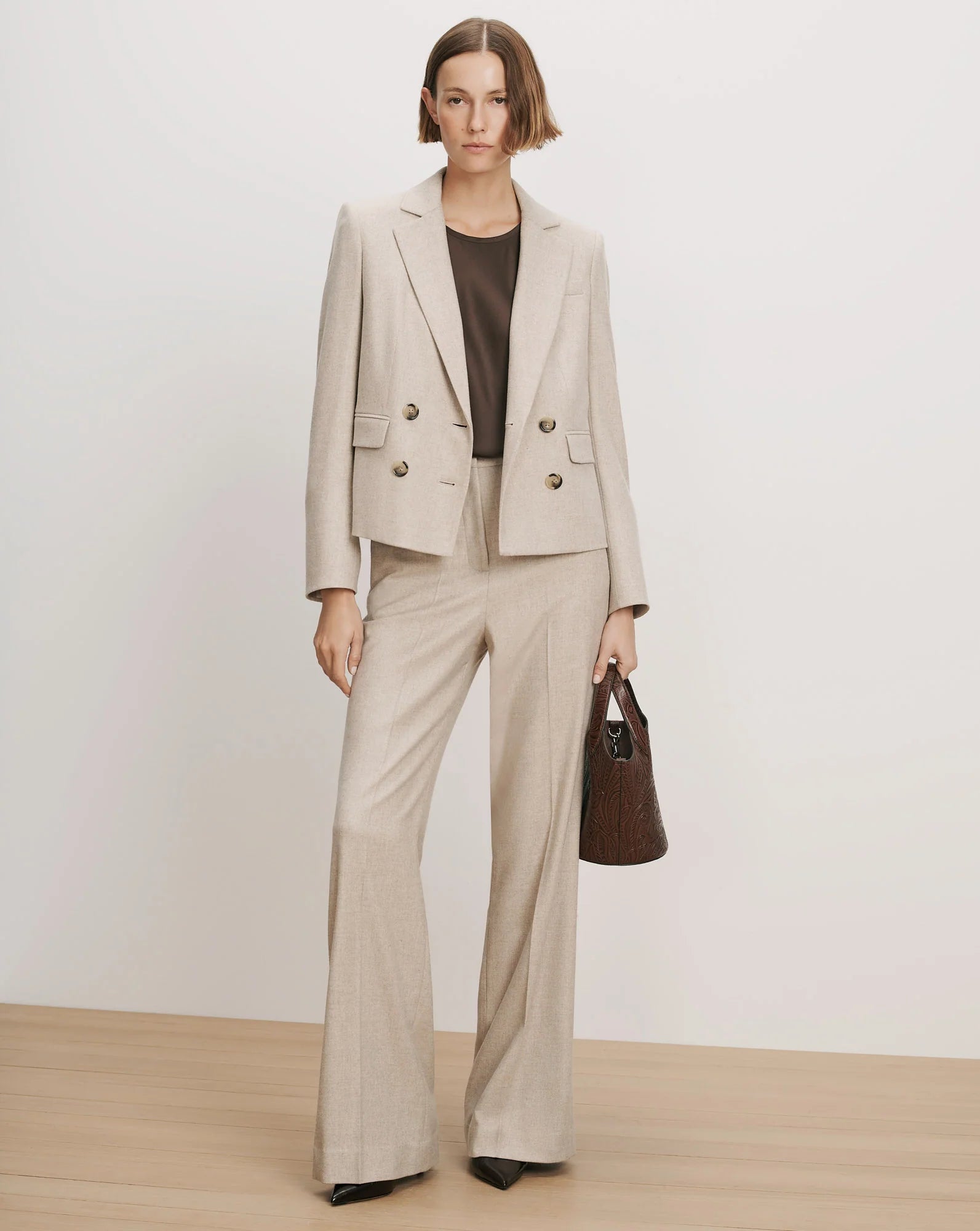 Holt Wide-Leg Pant in Oatmeal Melange