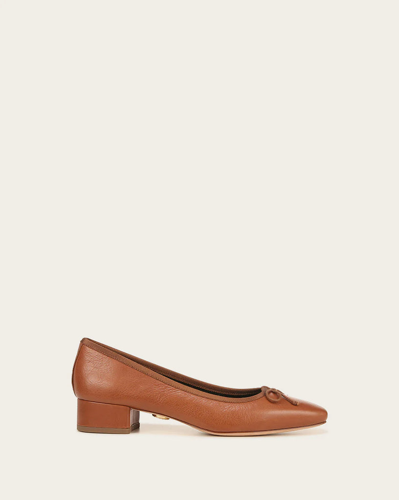 Cecile Leather Ballet Pump in Caramel