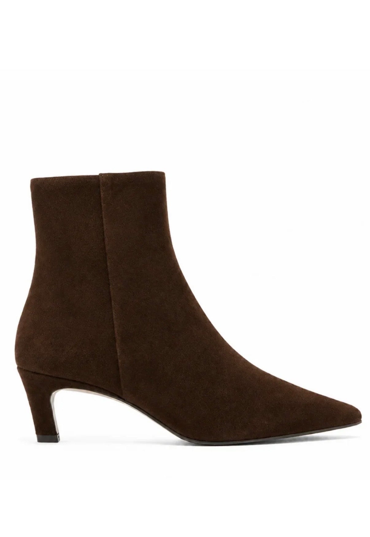 Bev Suede Heeled Bootie in Brunette