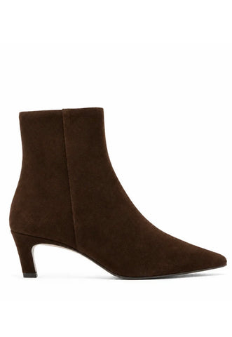 Bev Suede Heeled Bootie in Brunette
