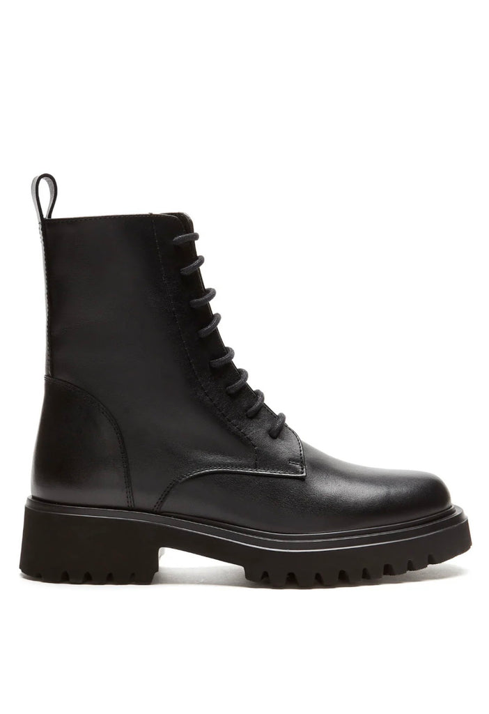Knowledge Leather Lace Up Boot in Black