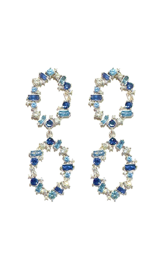 Palm Beach Earrings in Silver/Blue