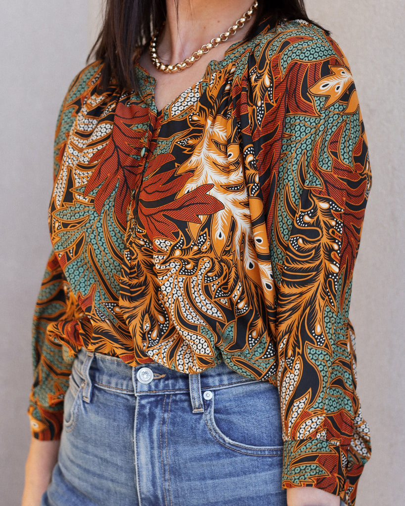 Remy Top in Jungle Print Moss Green
