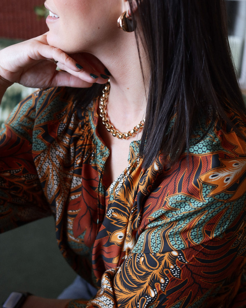 Remy Top in Jungle Print Moss Green
