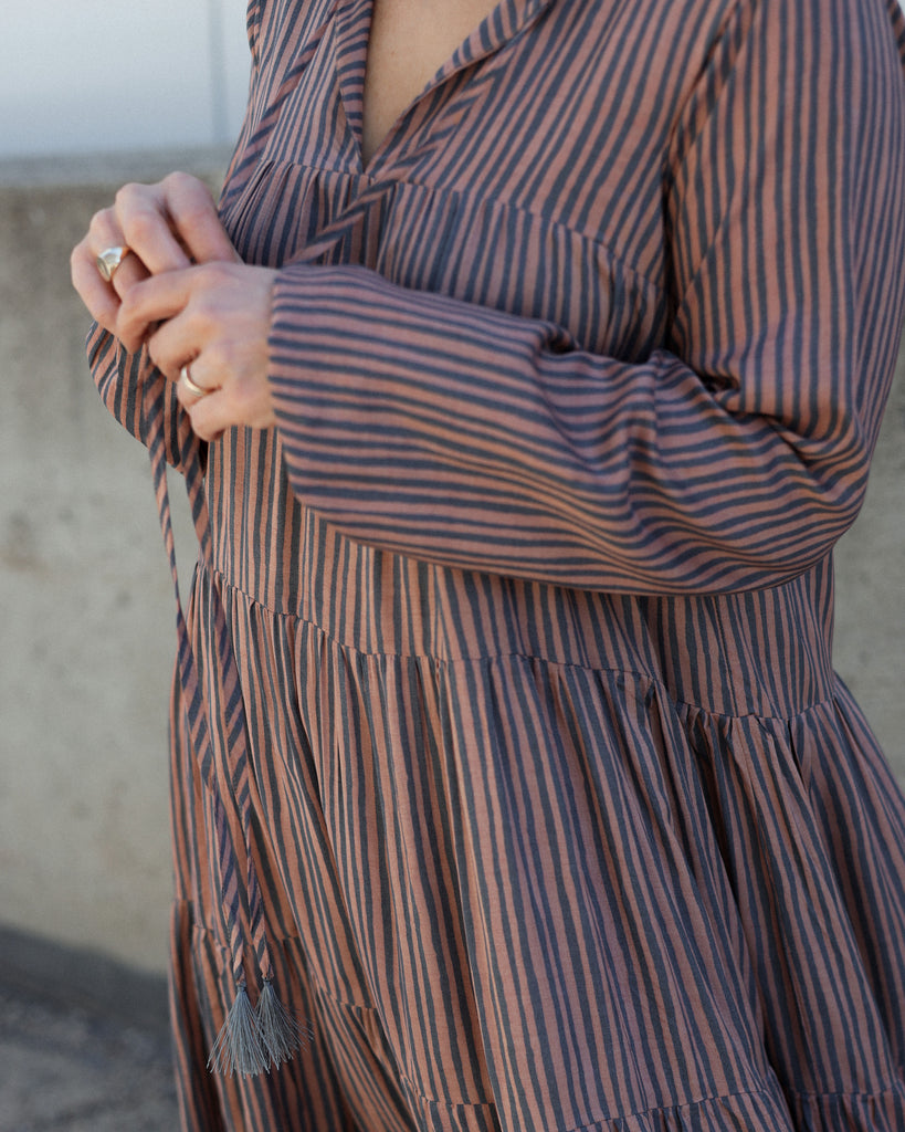 Elisha Dress in Painted Stripe Clay