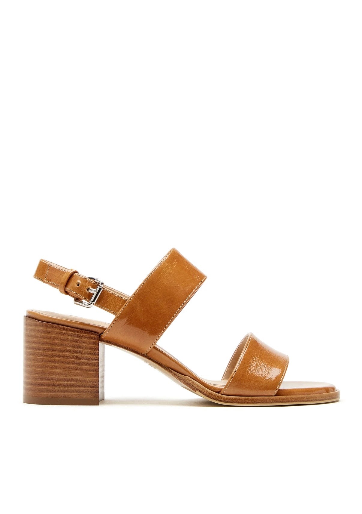 Jaylen Crushed Leather Sandal in Cognac