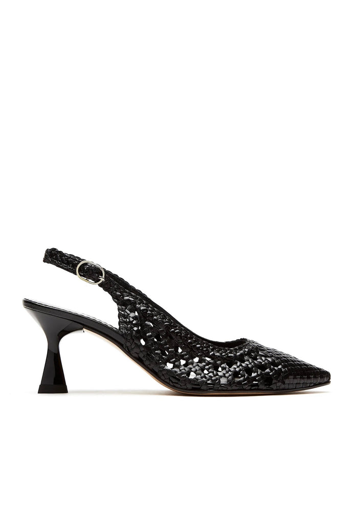 Pump Slingback Woven Leather Pump in Black