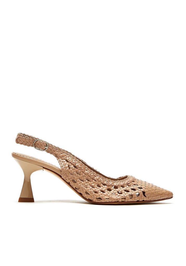 Pump Slingback Woven Leather Pump in Taupe