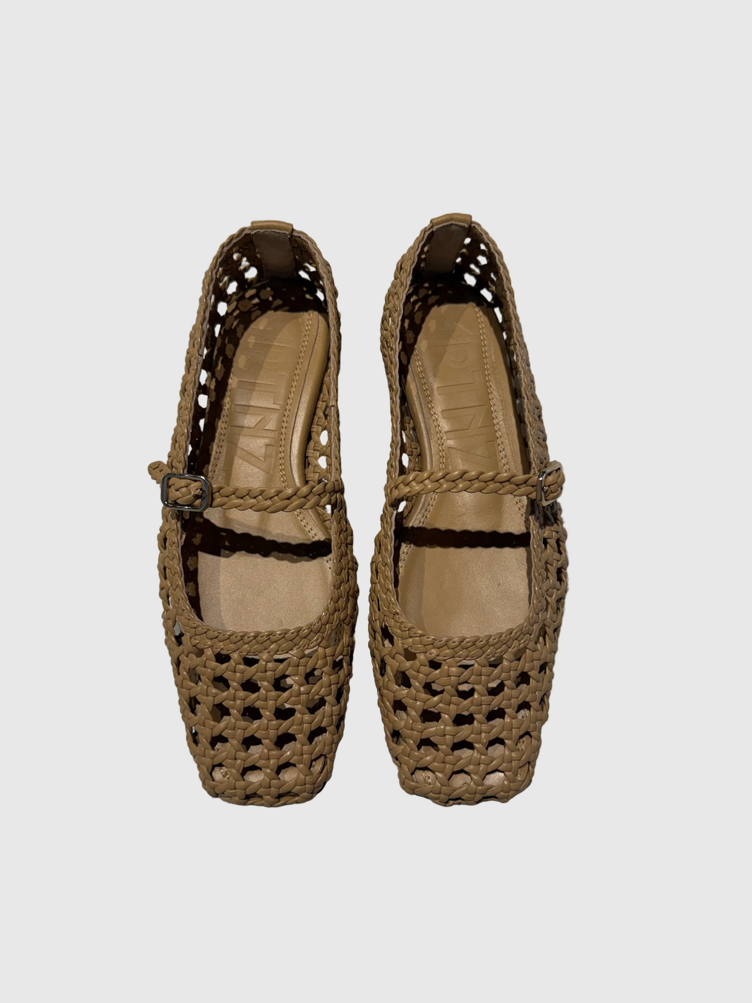 Paris Light Brown Woven Leather Ballerina
