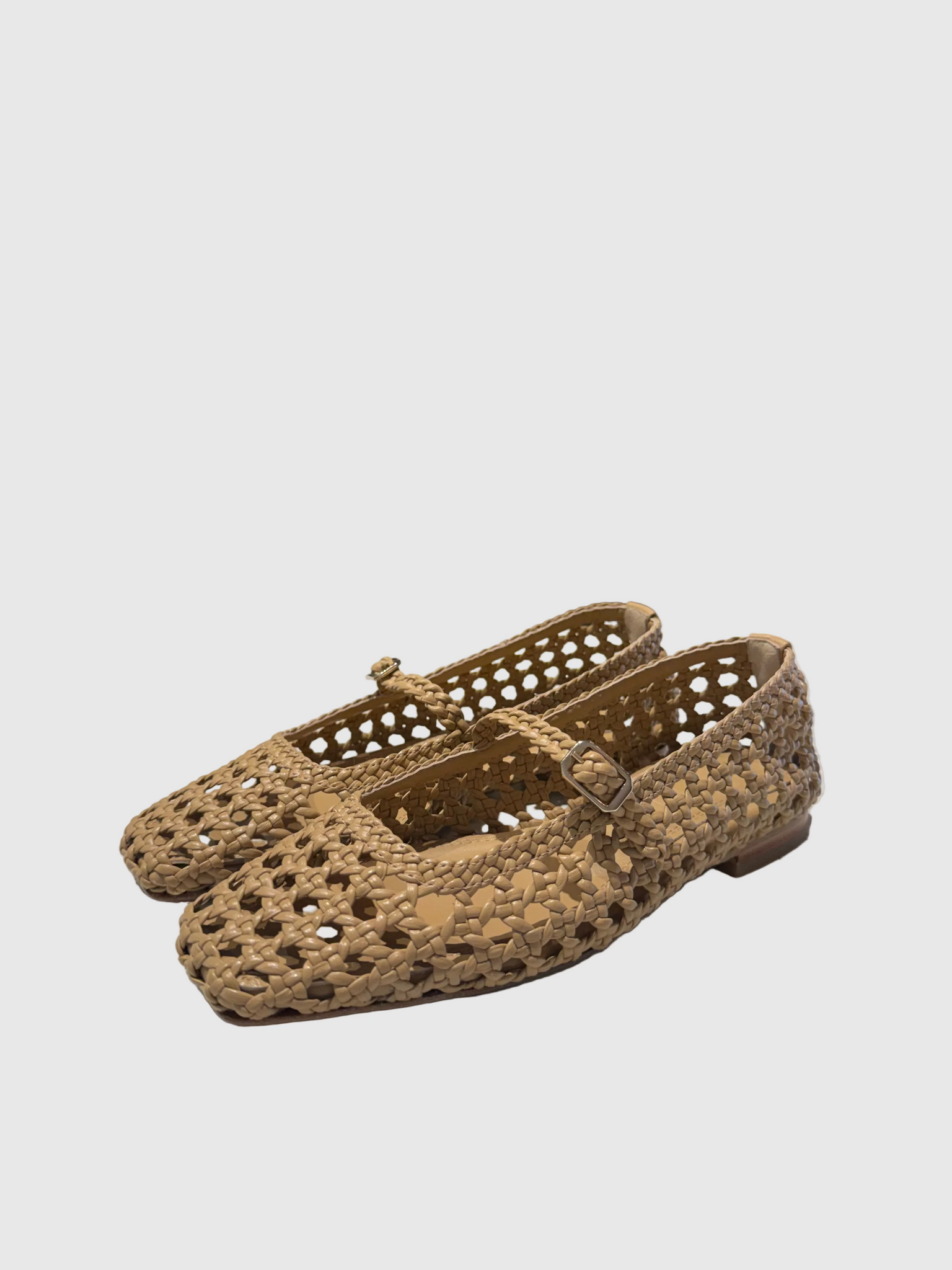 Paris Light Brown Woven Leather Ballerina