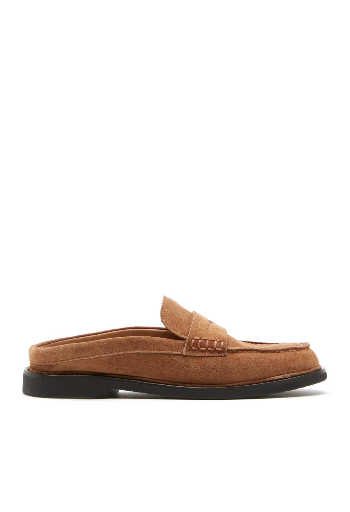Malcam Shearling Lined Suede Mule in Caramel