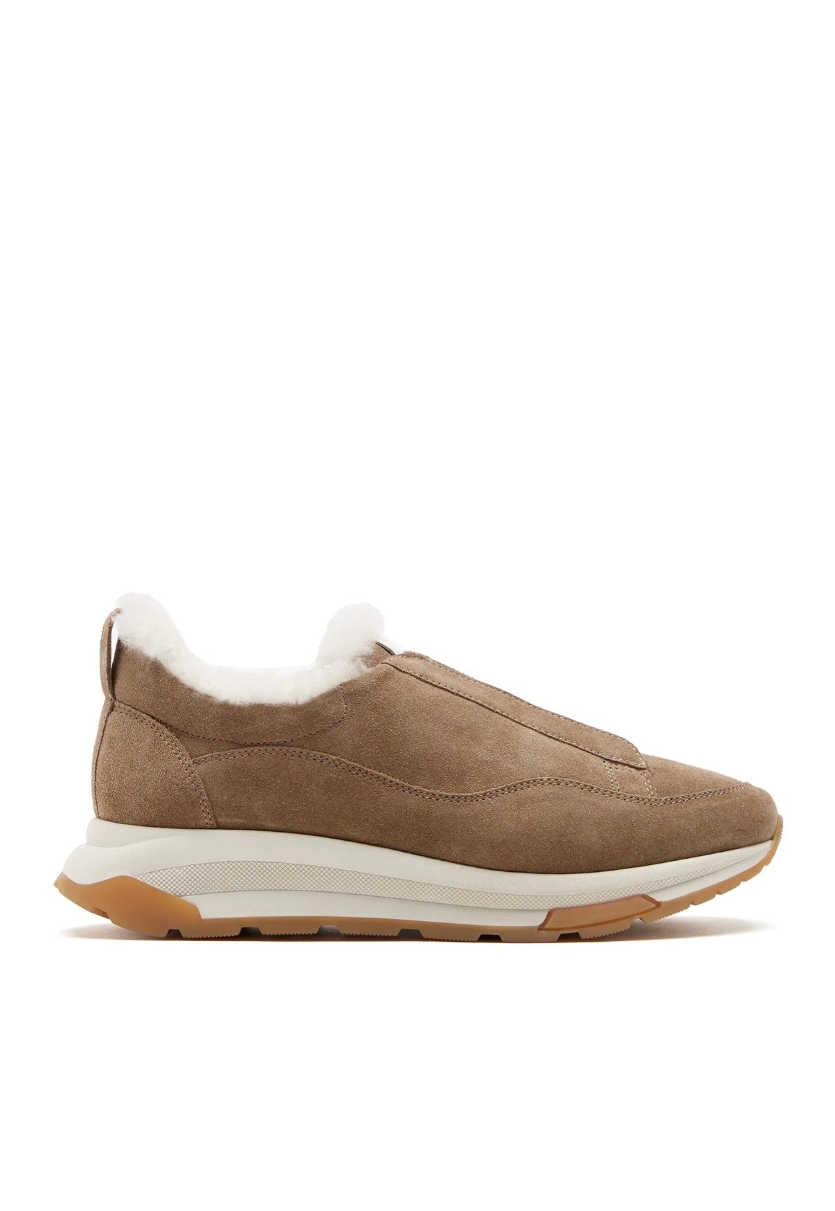 Vada Shearling Lined Suede Sneaker in Toast