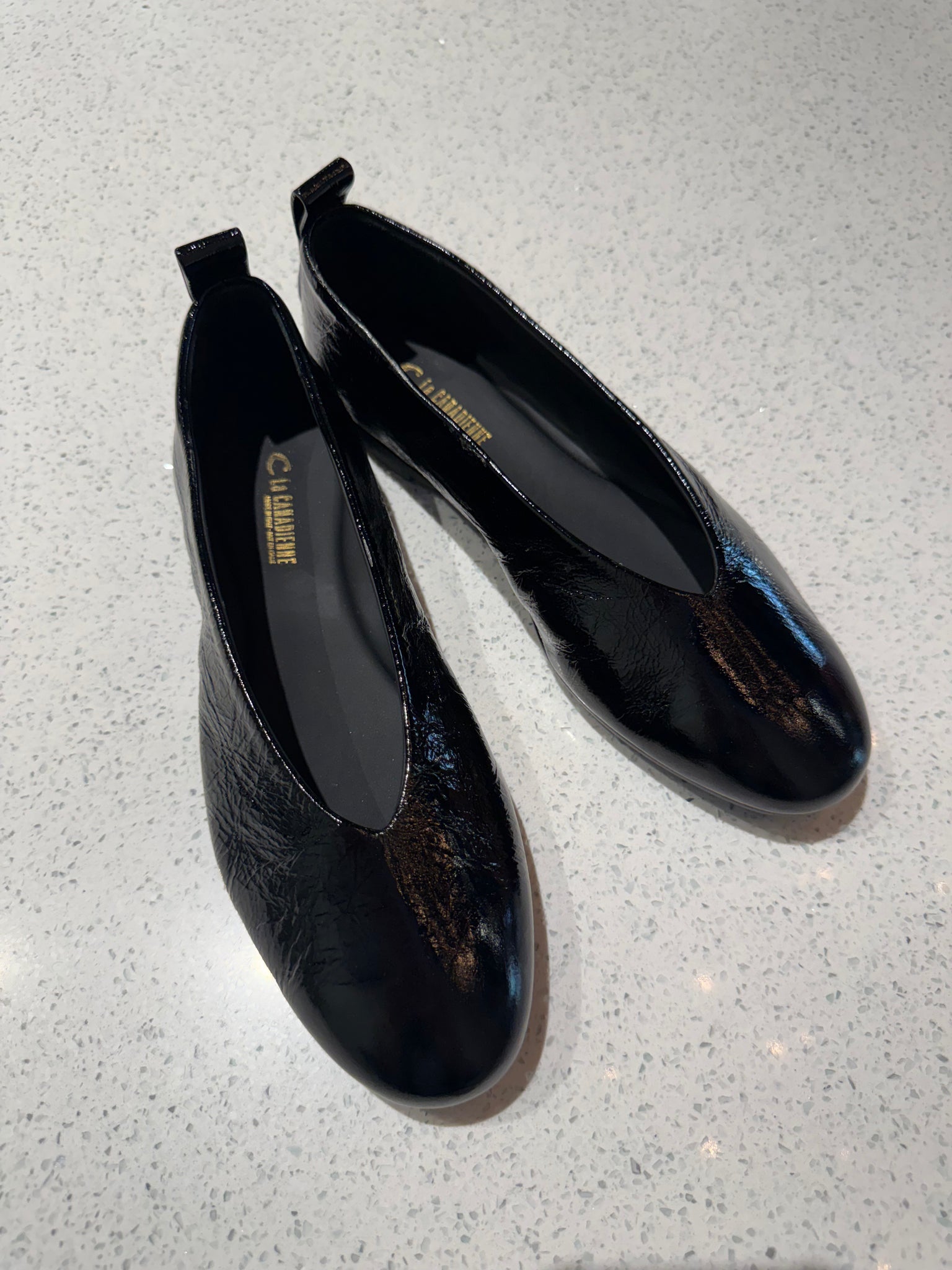 Gentil Crushed Leather Flat in Black