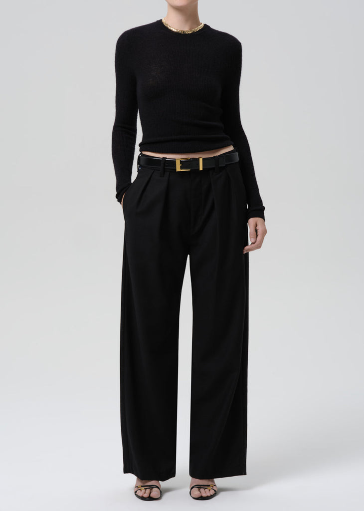 Ines Italian Virgin Wool Trouser in Black