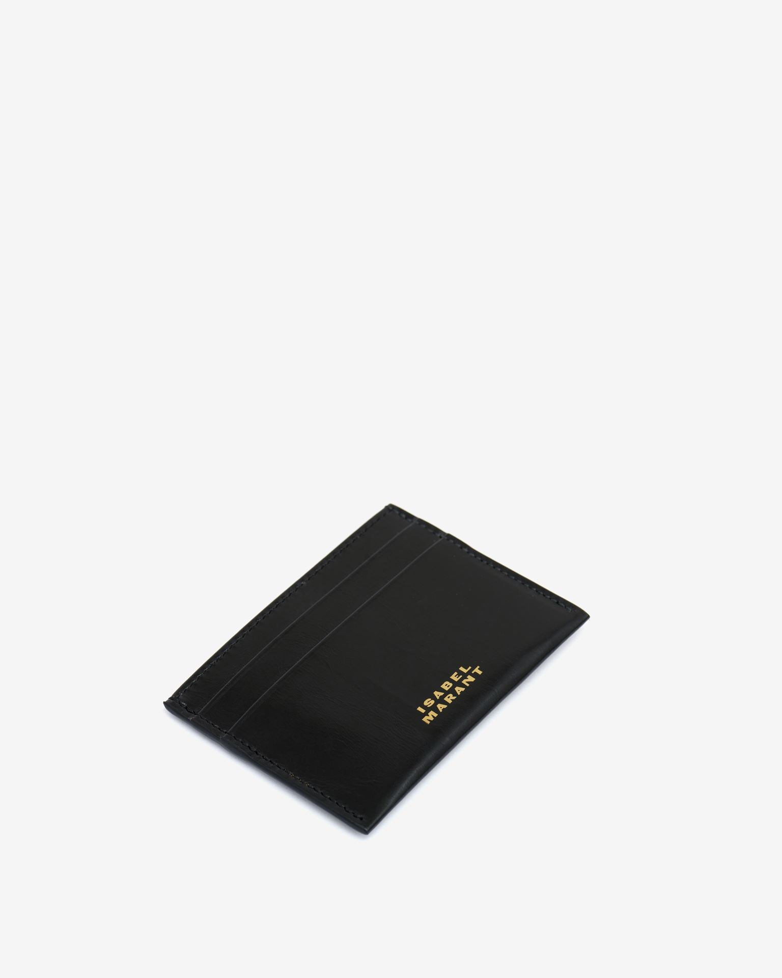 Chiba Leather Card Holder in Black/Gold