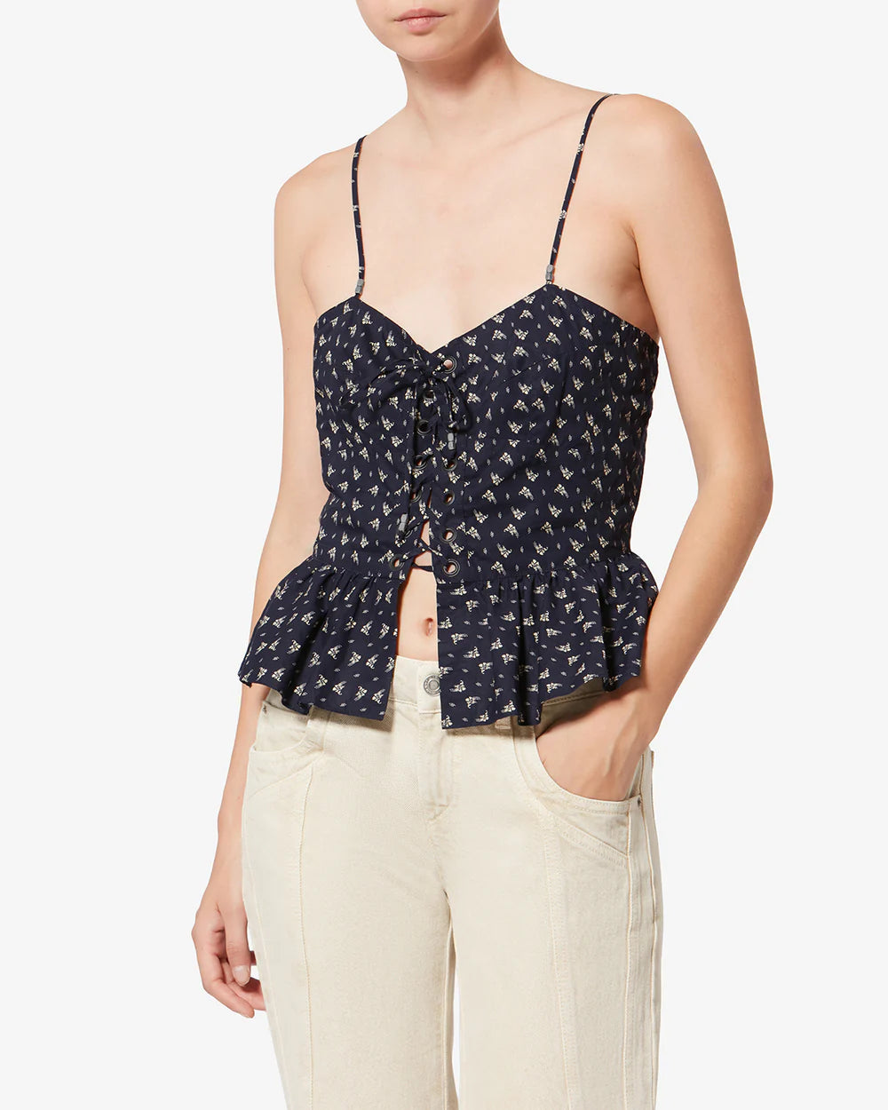 Dolma Top in Black/Ecru