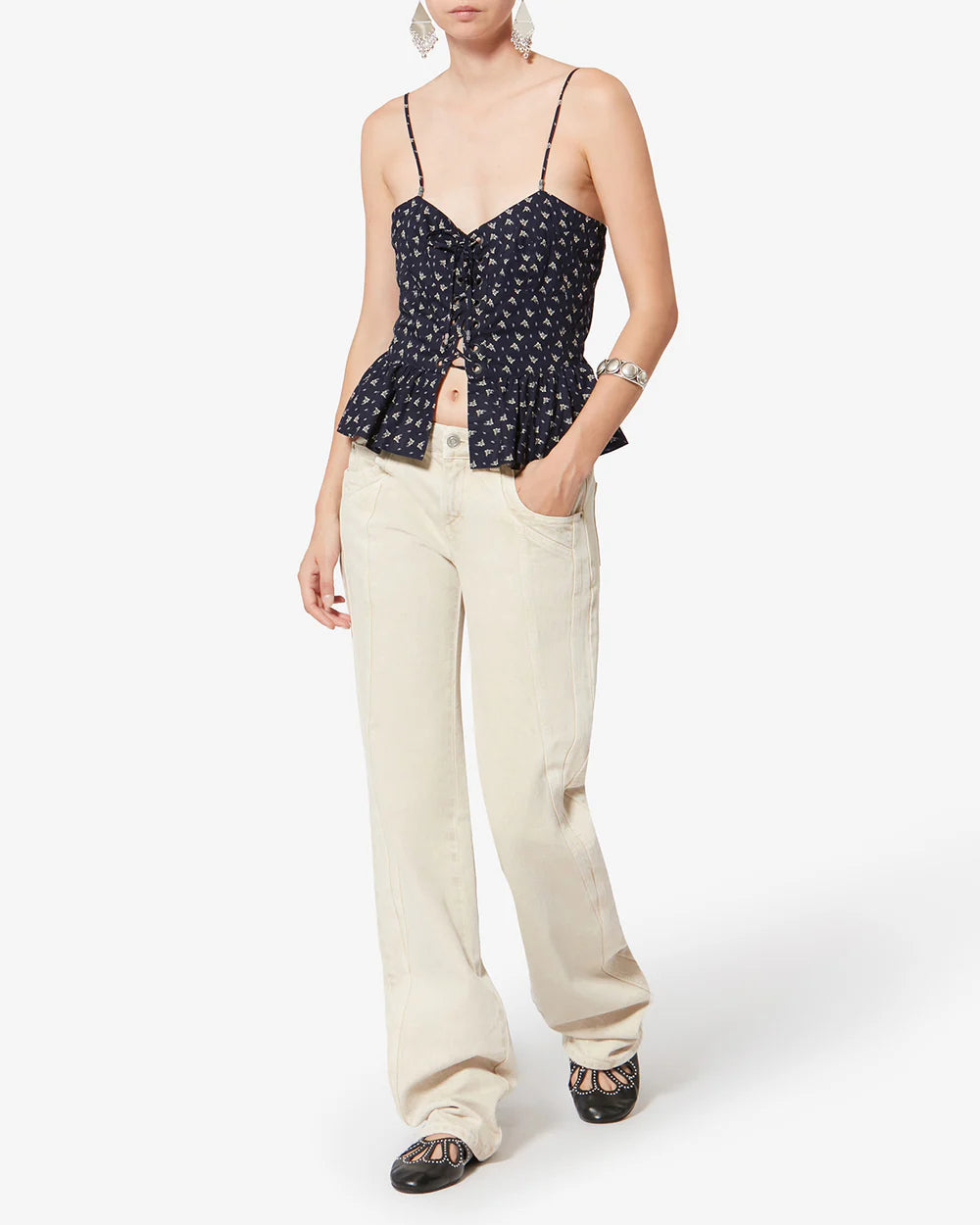 Dolma Top in Black/Ecru